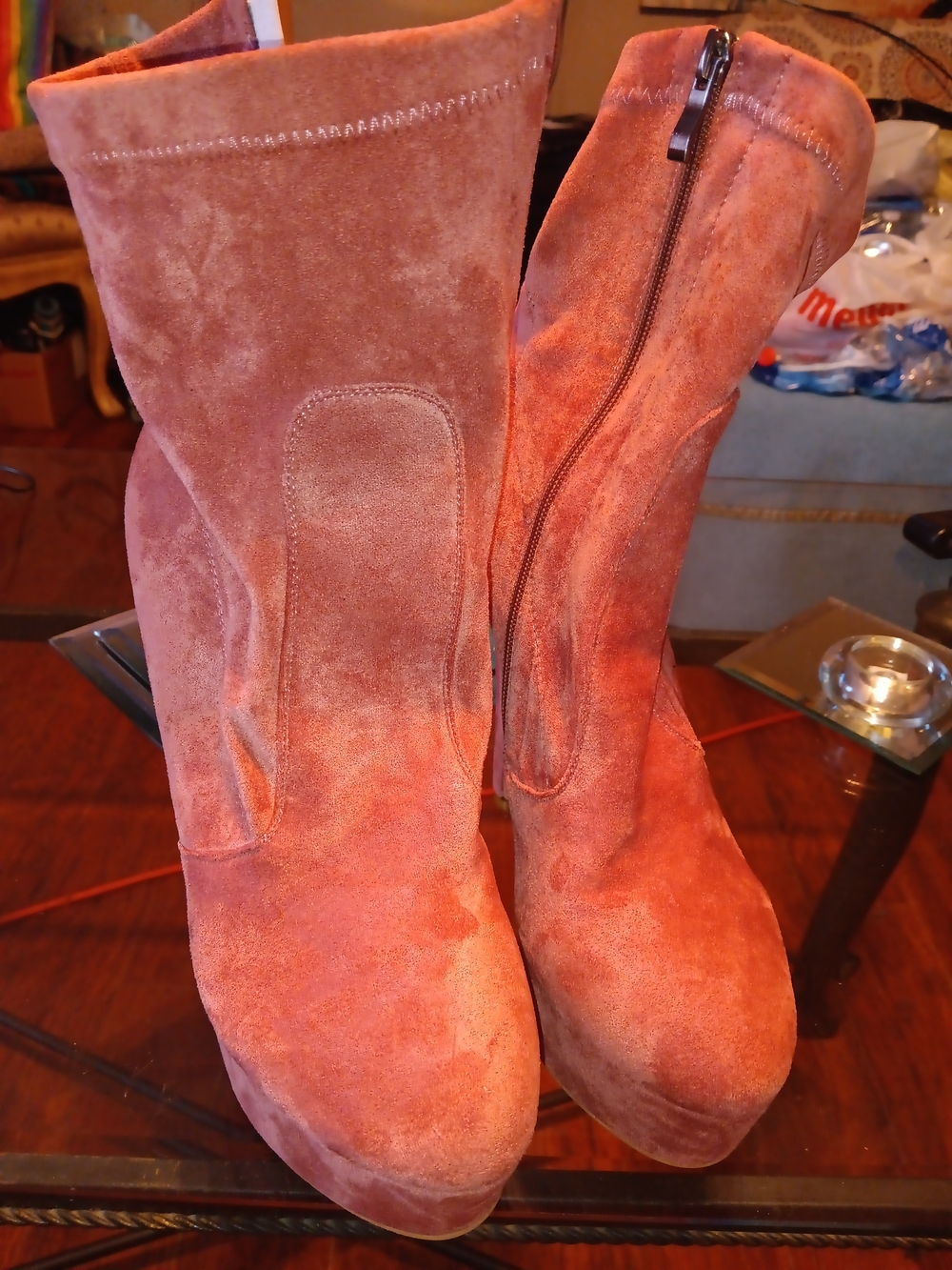 Source Unknown Women's Suede Ankle Boots in Rusty Orange